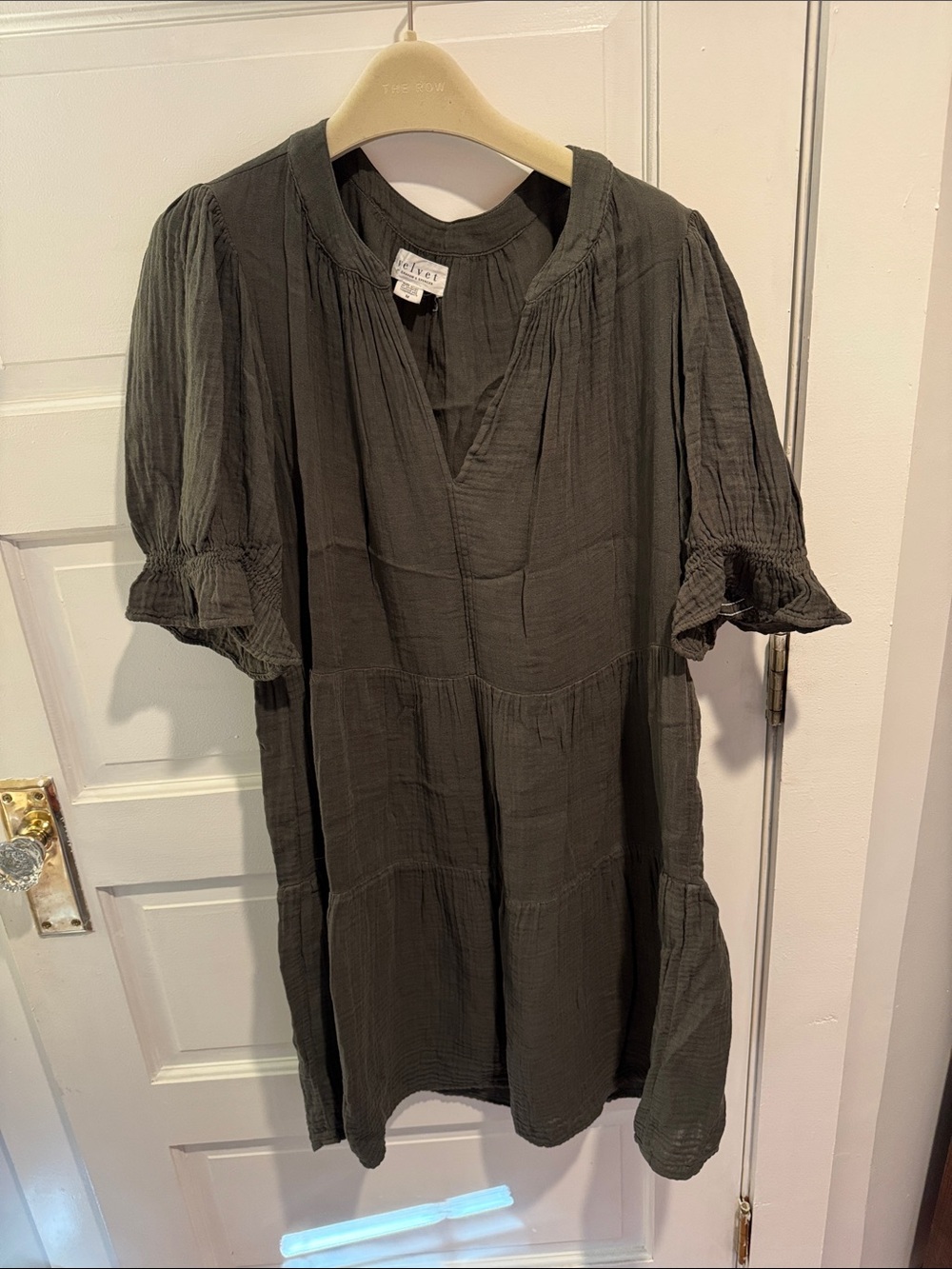 Velvet by Graham & Spencer Olive Cotton Gauze Short-Sleeve Tunic